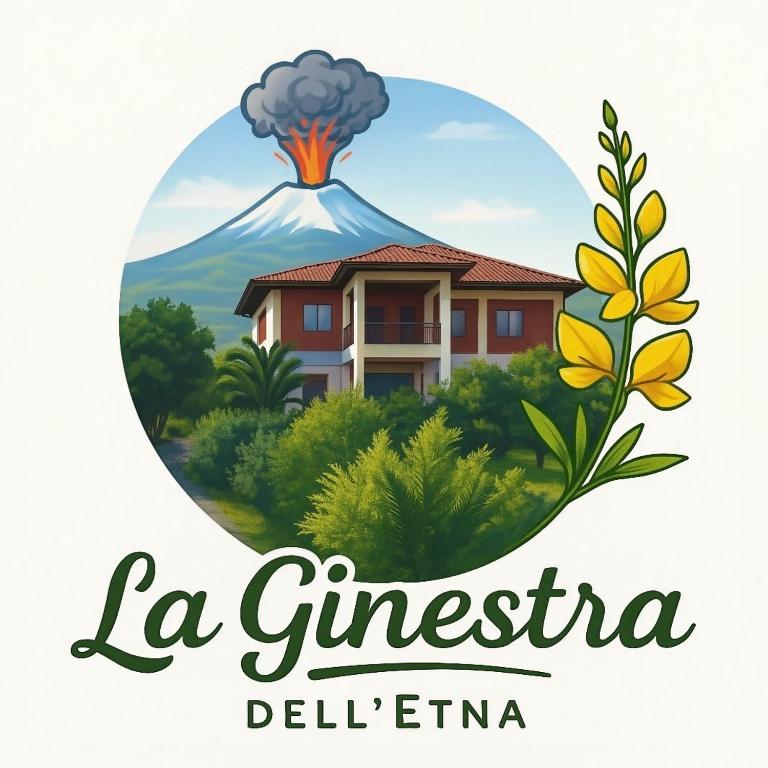 a logo for a villa with a volcano in the background at La Ginestra Dell' Etna in Adrano