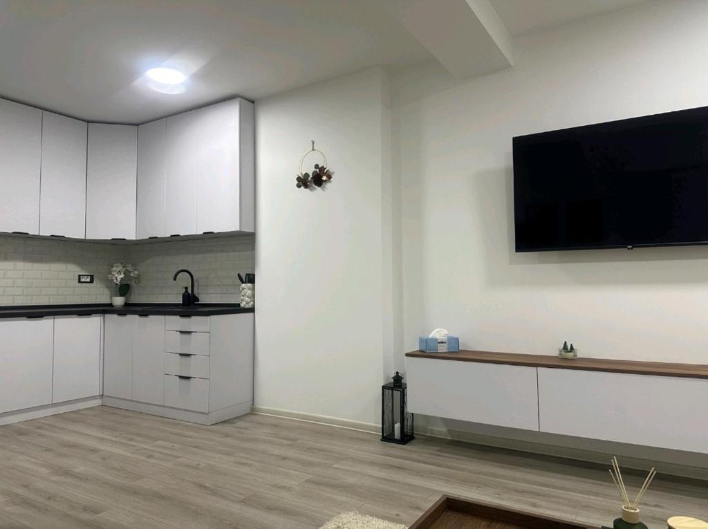 Kuchyň nebo kuchyňský kout v ubytování Apartman Centar-moderan dvosoban stan u centru