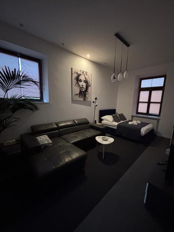 a living room with a couch and a table at Apartamenty Łuczkowskiego z widokiem na Studnię 5 in Chełm