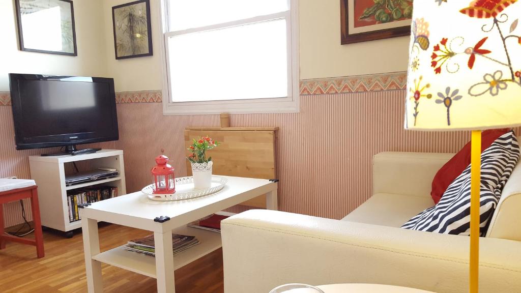 Televízia a/alebo spoločenská miestnosť v ubytovaní Apartamento Belén