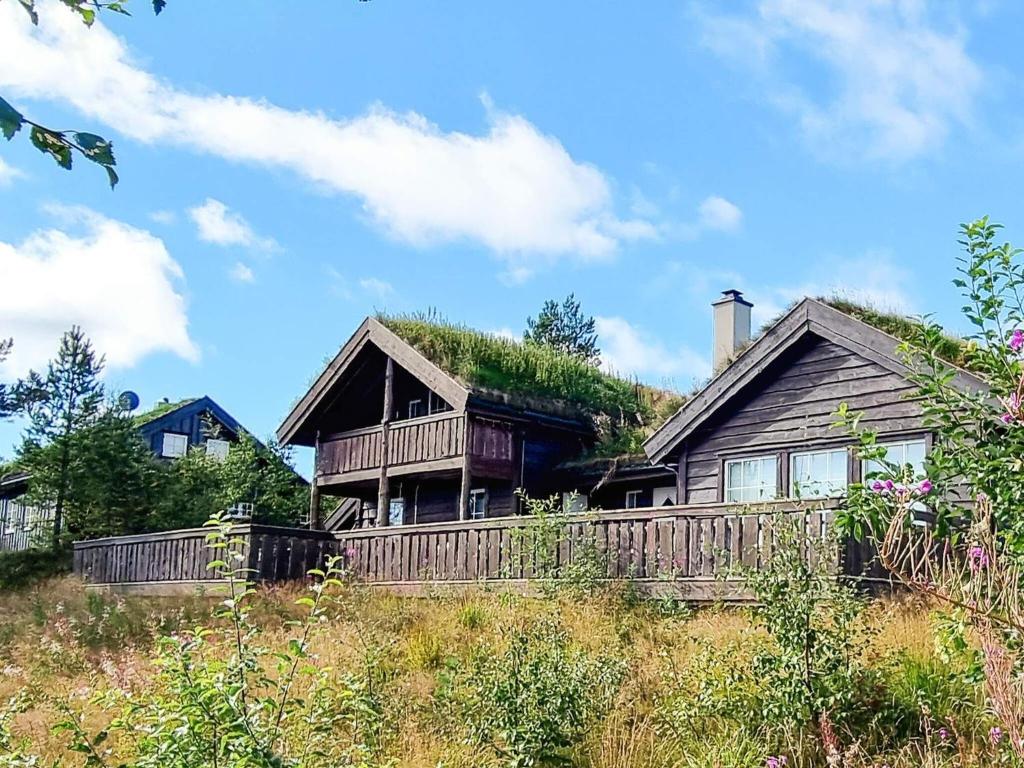 a house with a grass roof on a hill at 8 person holiday home in ÅSERAL in Tjaldal