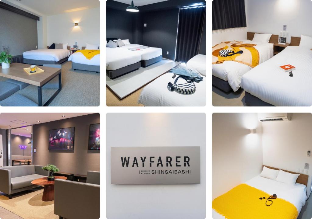 Кровать или кровати в номере WAYFARER Shinsaibashi