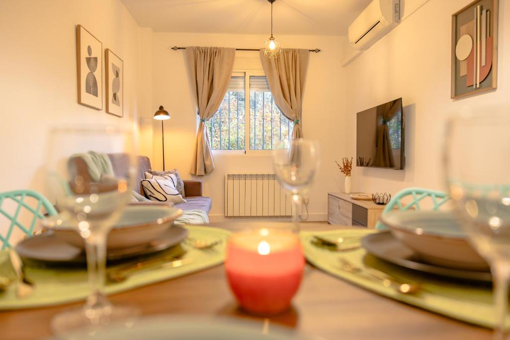 TV a/nebo společenská místnost v ubytování Alojamiento El Mirador del Castillo