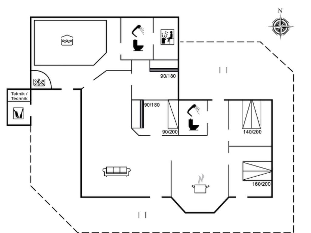 a floor plan of a house at Holiday Home Mechthild - 2-7km from the sea by Interhome in Saltum