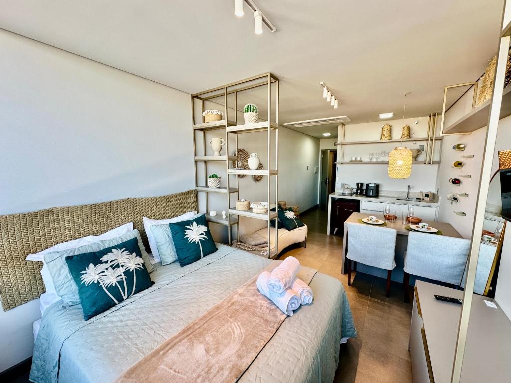 Postel nebo postele na pokoji v ubytování Lofts 415 e 417 Completos em Livin Home Resort ao lado do Ramblas