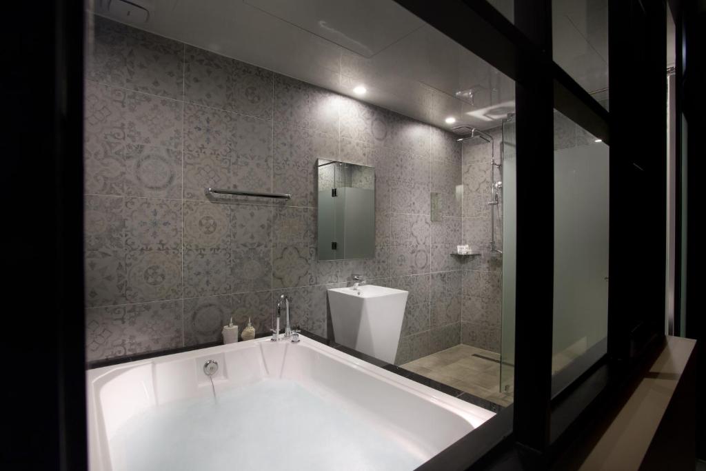 Koupelna v ubytování Hotel Sienna