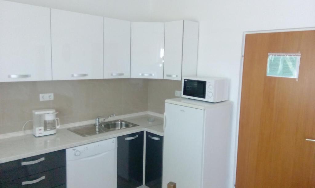 Kuchyň nebo kuchyňský kout v ubytování Apartments Beg