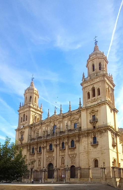 a building with two towers on top of it at Casa Centro Paraíso Interior Catedral Jaén in Jaén