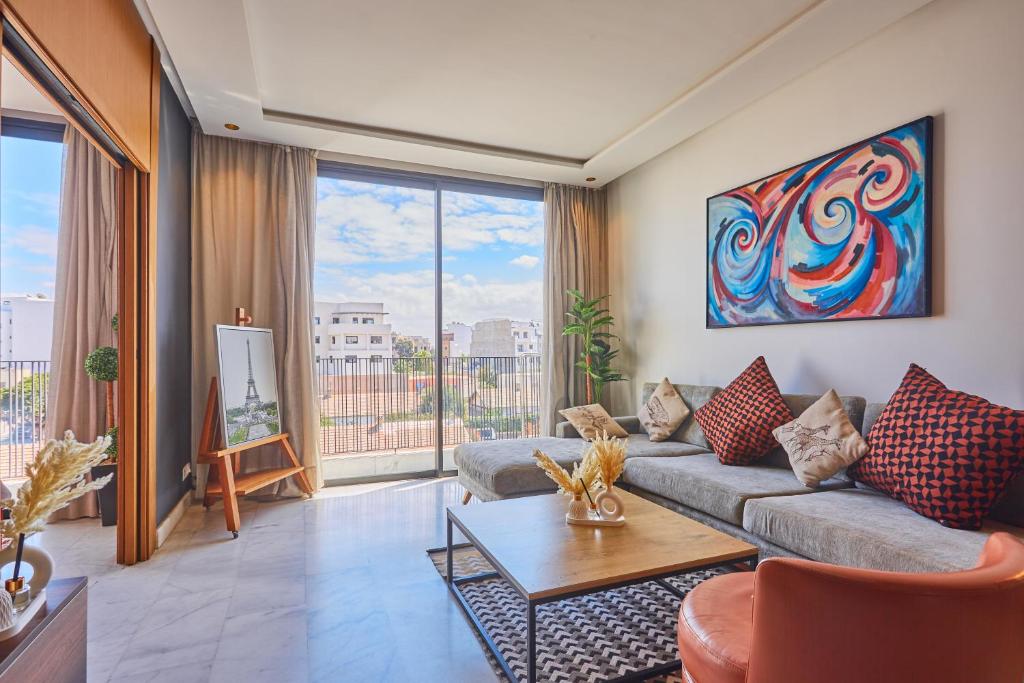 Posezení v ubytování Le loft du soleil B living