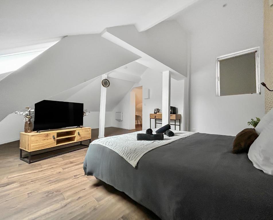 TV a/nebo společenská místnost v ubytování Fibre Ultra-Rapide, Lit Queen Size, Cosy & Calme