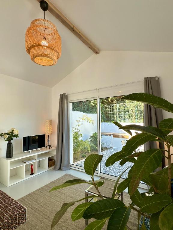 Televisyen dan/atau pusat hiburan di Grand studio mitoyen, calme et indépendant - Forêt et plages à Anglet