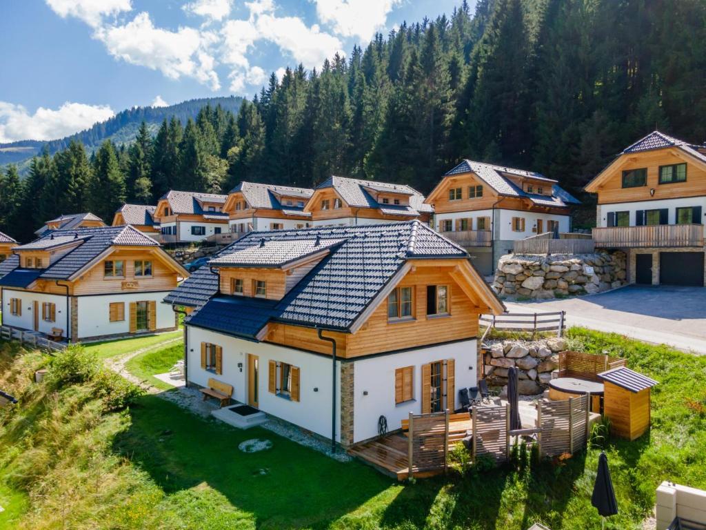 an aerial view of a village with houses at Traumhaus in Donnersbachwald
