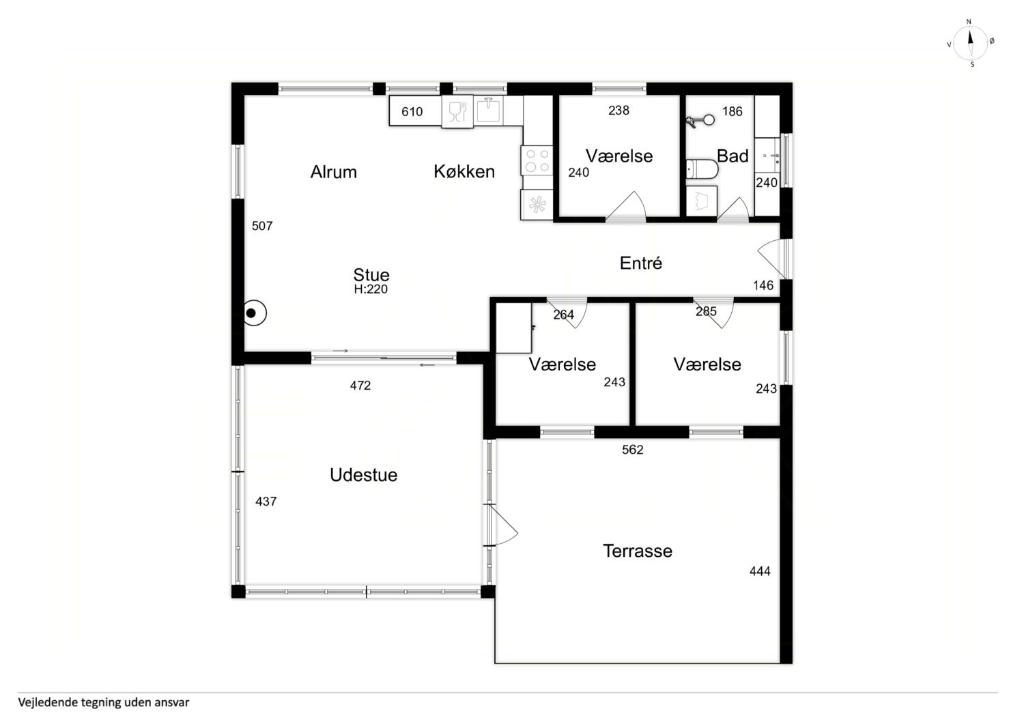 a floor plan of a house at Renovated Beach House With Ocean View in Tjørneholm