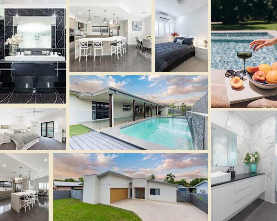 a collage of pictures of houses and a pool at Magic on MacArthur in Rosslea