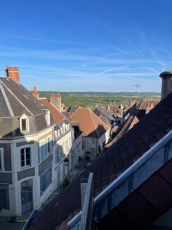 a view of a town with houses and roofs at le Nid d Annie in Sancerre