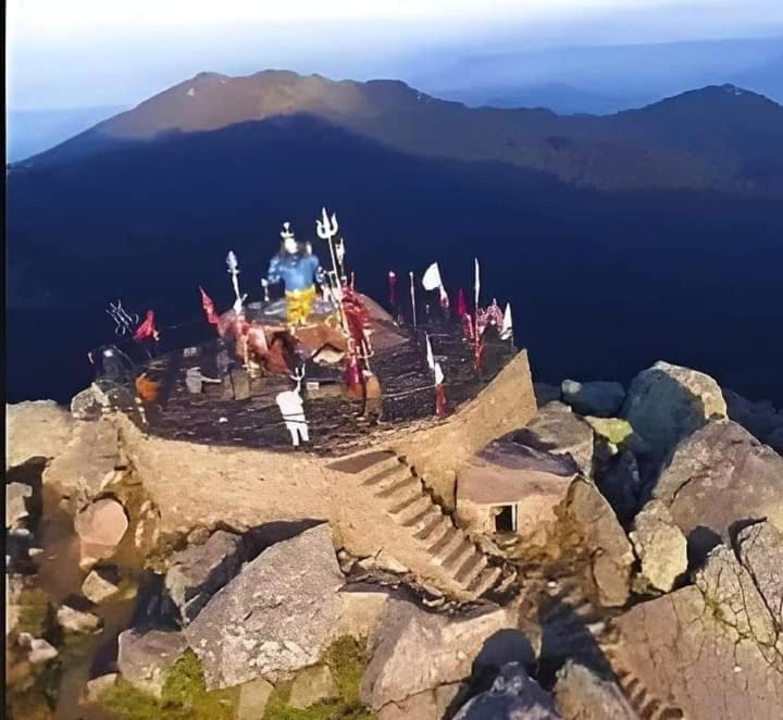 a person standing on top of a mountain with stairs at Krishna home stay in Tārna