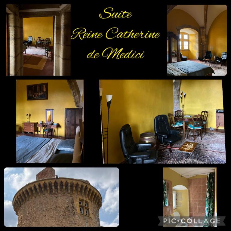 a collage of photos of a castle and a residence at Chateau d Albon - Catherine de Medicis in Saint-André-dʼApchon
