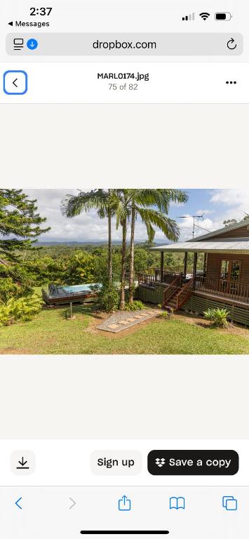 a screenshot of a webpage of a house at daintree valley cottage in Daintree