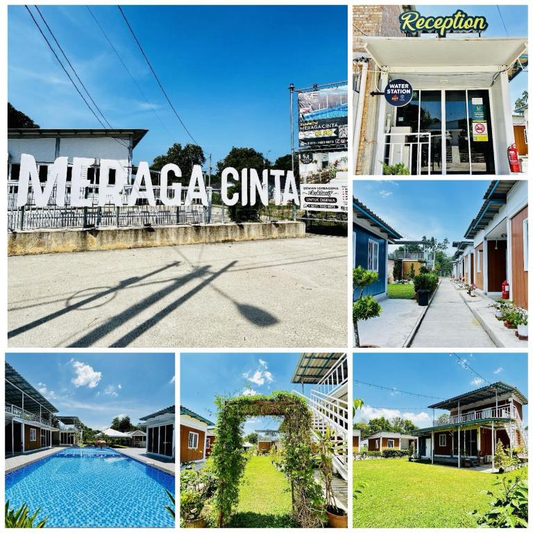 un collage di foto con diverse case e una piscina di Meraga Cinta Kijal a Kijal