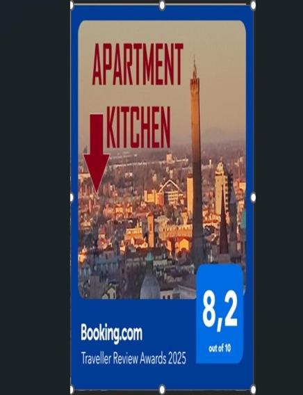 a sign that says apartment kitchen with a picture of a city at APARTMENT kitchen BOLOGNA in Bologna
