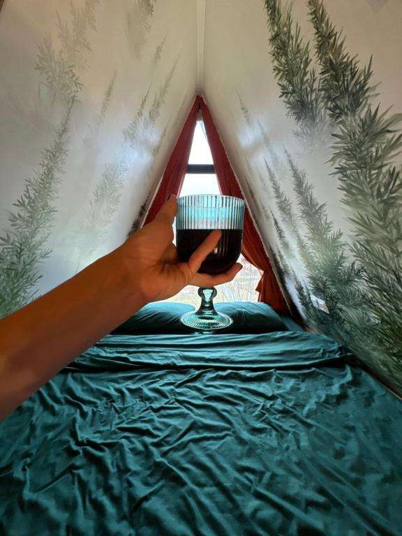 Postel nebo postele na pokoji v ubytování A-frame-hub