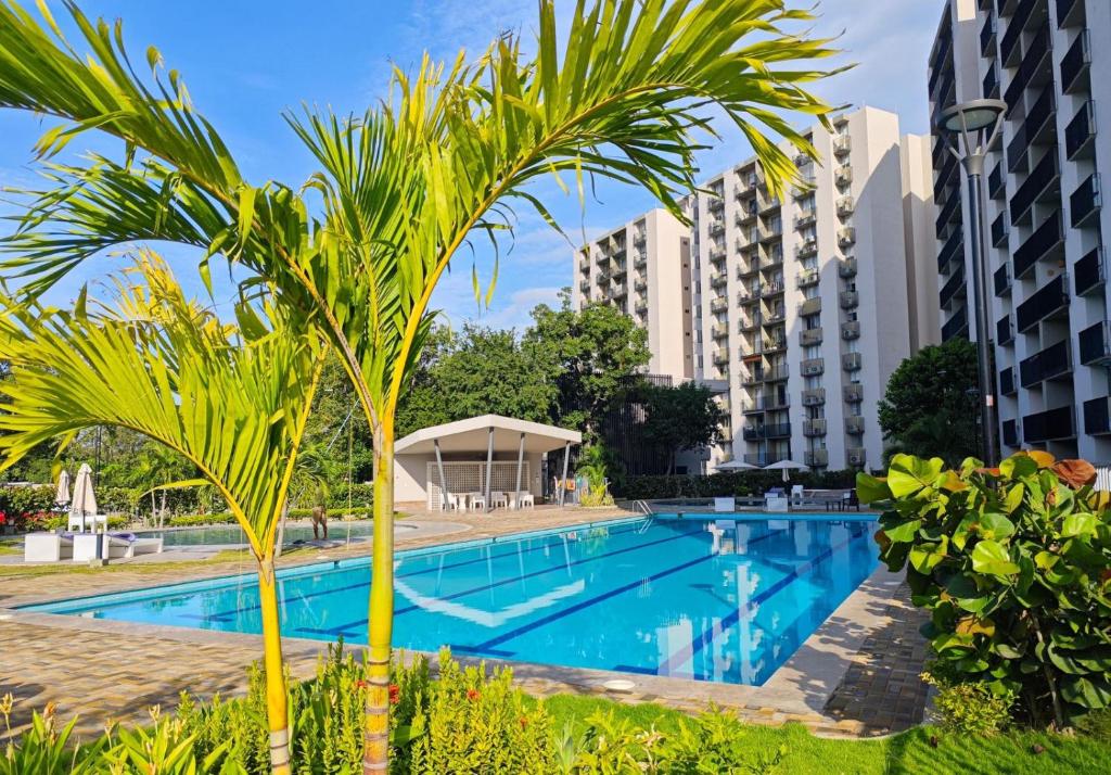 Bazén v ubytování Excelente vista!, piso 12 cerca a playa nebo v jeho okolí