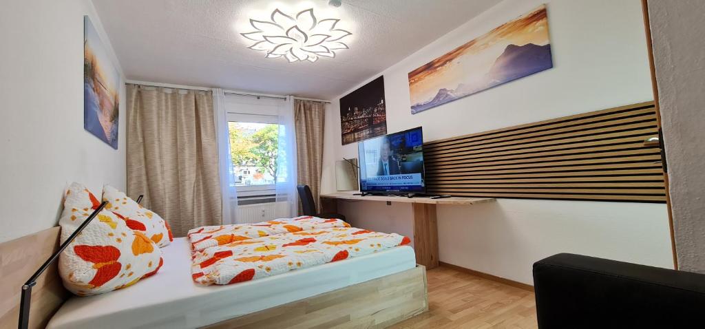 Katil atau katil-katil dalam bilik di 2 Zimmer, Küche am Uni Campus