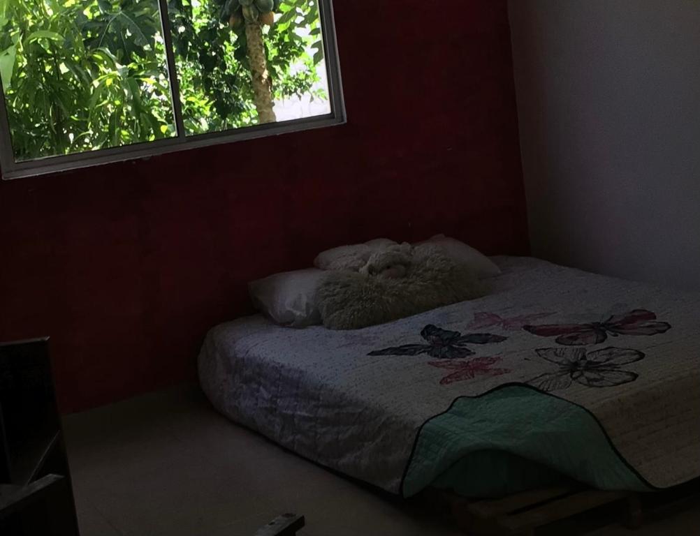 - une petite chambre avec un lit et une fenêtre dans l'établissement mar y luna apartment, à Mérida