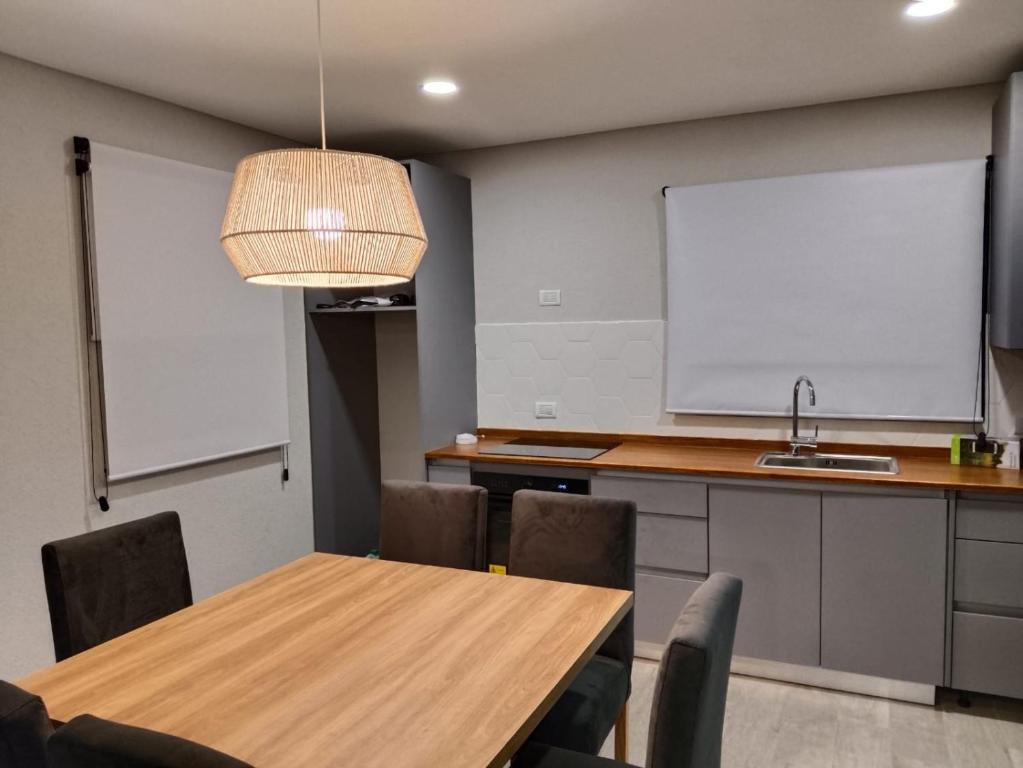 バレリア・デル・マールにあるDepto en Valeria del Marの会議室(テーブル、白いスクリーン付)