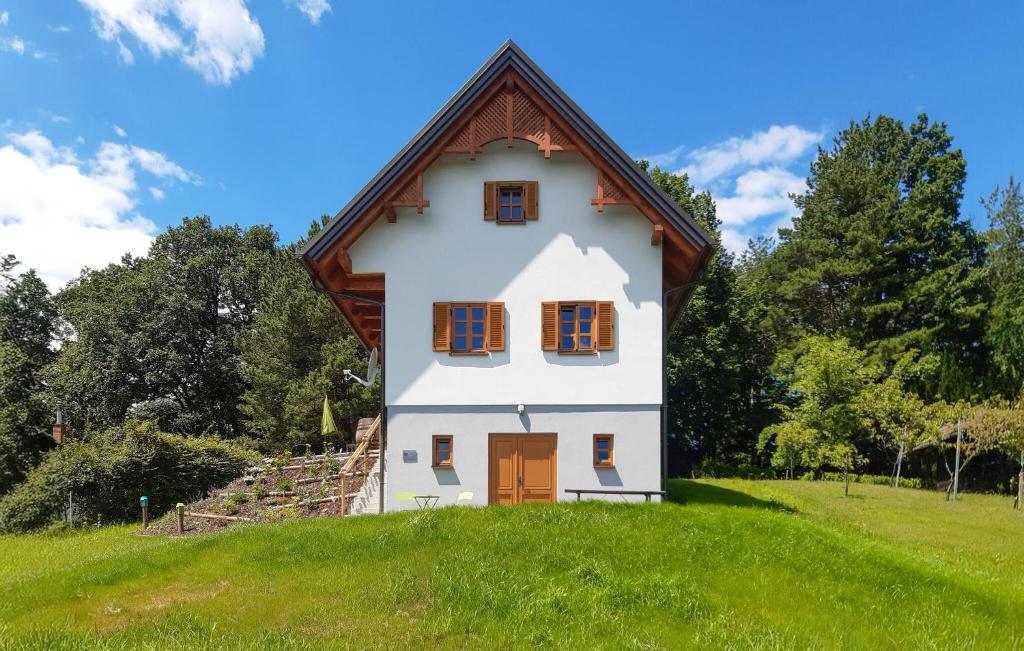 a house on top of a grassy hill at Ferienhaus Im Suedburgenland in Glasing