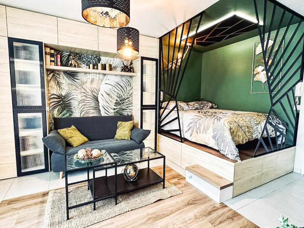 Et opholdsområde på Studio Oasis Emeraude