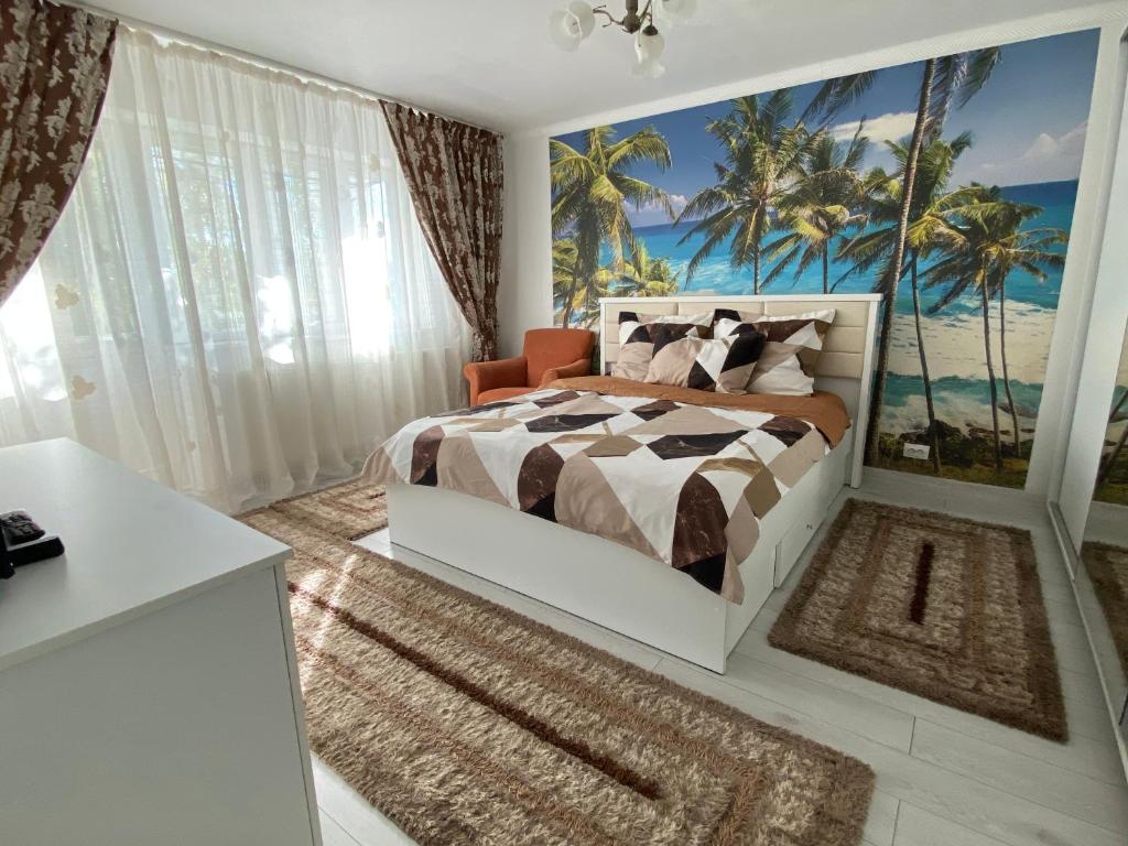 Katil atau katil-katil dalam bilik di Apartament în centru