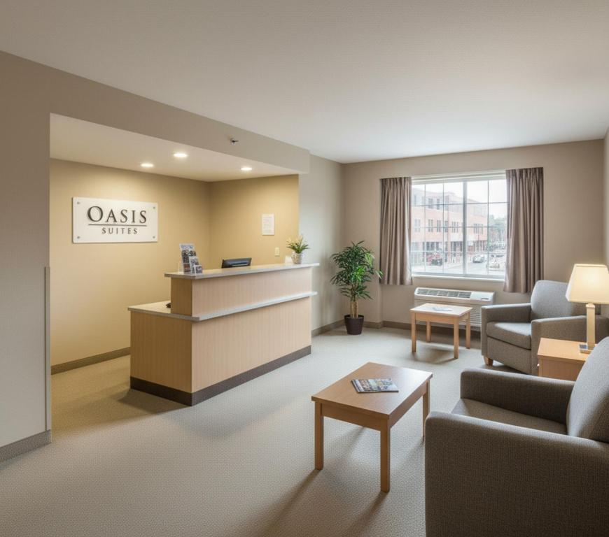 una sala de espera con un cajero en una sala de espera en Yenibir Apart, en Alejandreta