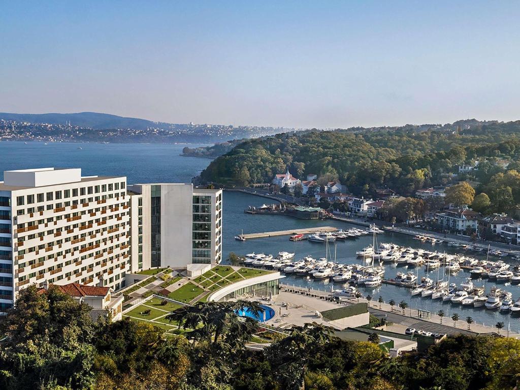 a view of a marina with boats in the water at The Grand Tarabya Managed by Accor in Istanbul
