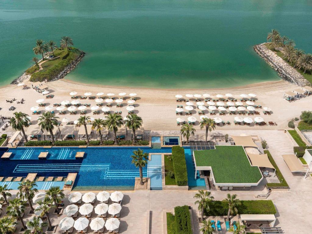 an aerial view of the resort and the beach at Fairmont Bab Al Bahr in Abu Dhabi
