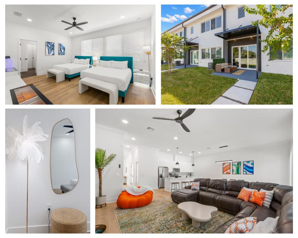 a collage of four pictures of a house at NEW! Columbus Cove - Newly Built, Luxurious Home in Heart of Tampa in Tampa