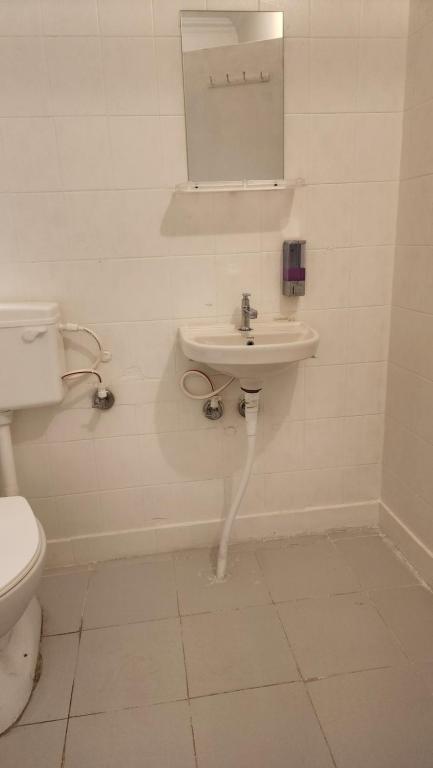 斋浦尔Hammock Hostels - Jaipur的带水槽和马桶的白色浴室