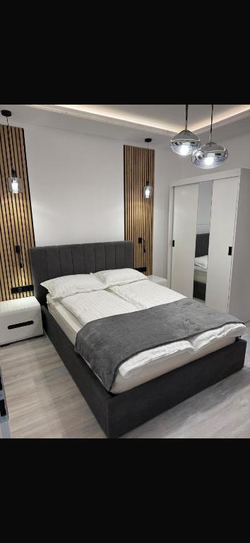 ein Schlafzimmer mit einem großen Bett in einem Zimmer in der Unterkunft Two Residence in Satu Mare