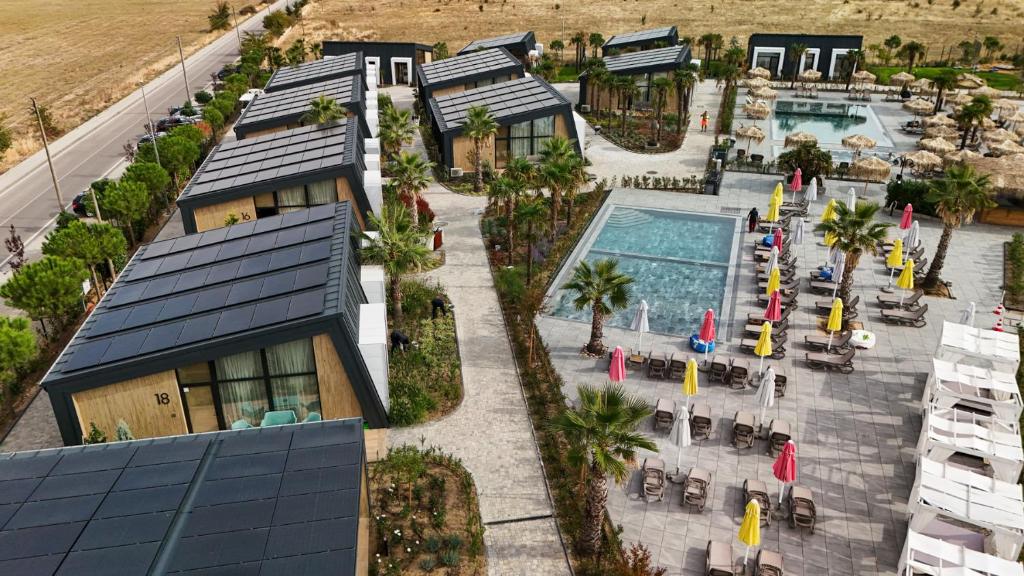 an aerial view of a resort with a swimming pool at Terme di Hissar Village in Hisarya