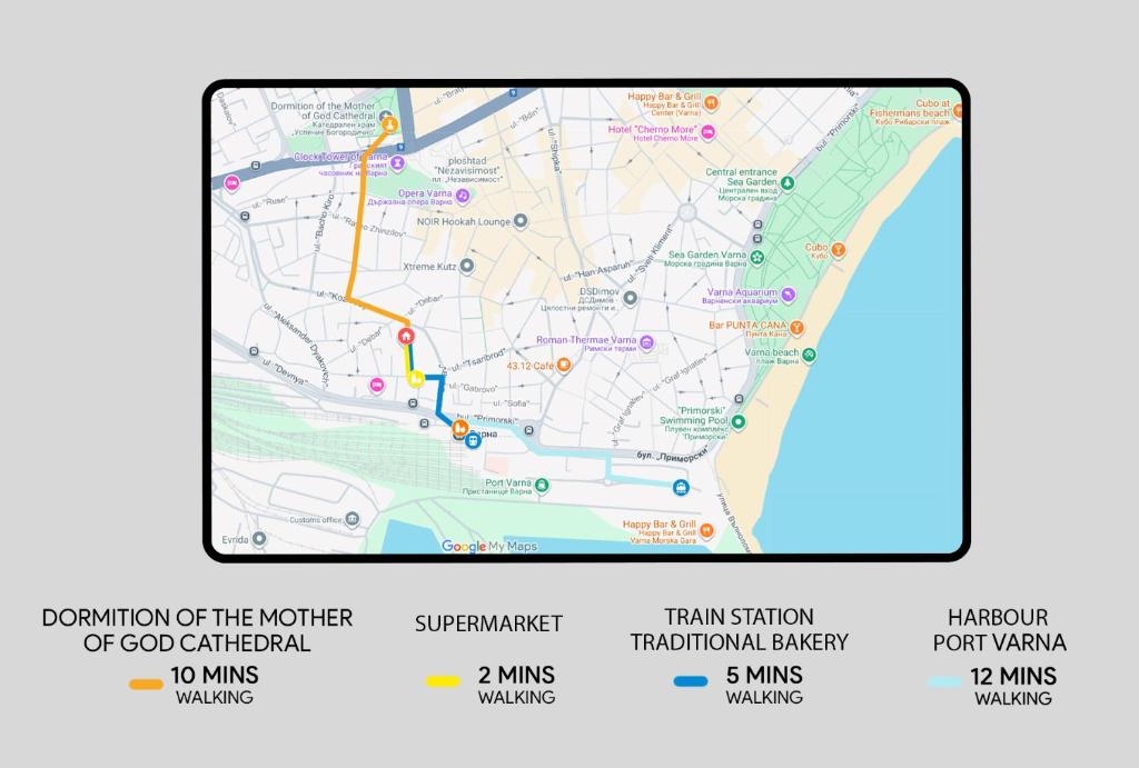 ヴァルナ・シティにあるHarbour Top-View Terrace 2-BDR Central Apartmentのギャラリーの写真