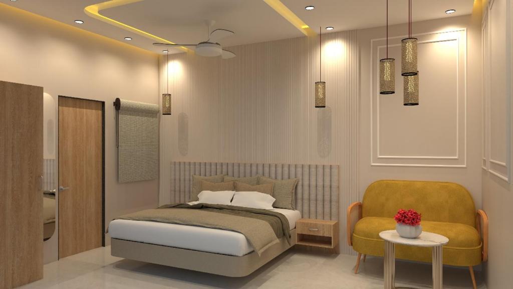 Postel nebo postele na pokoji v ubytování Vilaasitaa Family Suites