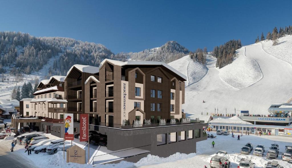 a rendering of a ski lodge in the snow at Hotel Zauchenseehof in Zauchensee