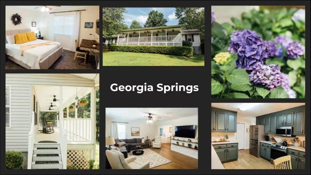 a collage of photos of a hotel room at 6 min from Downtown Dahlonega, Wine Country, Game Room in Dahlonega