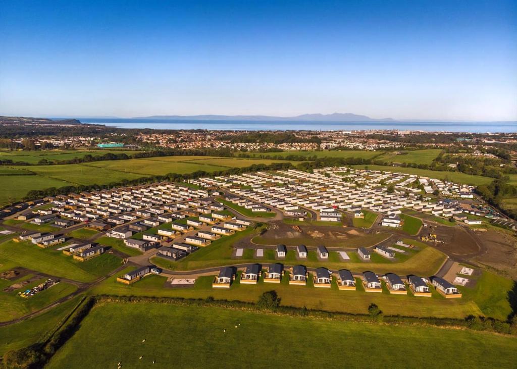 an aerial view of a large parking lot at Crofthead in Ayr