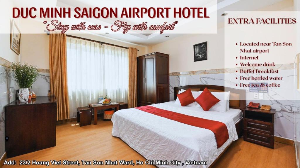 ホーチミン・シティにあるDuc Minh Saigon Airport Hotelのベッド付きのホテルルームのポスター