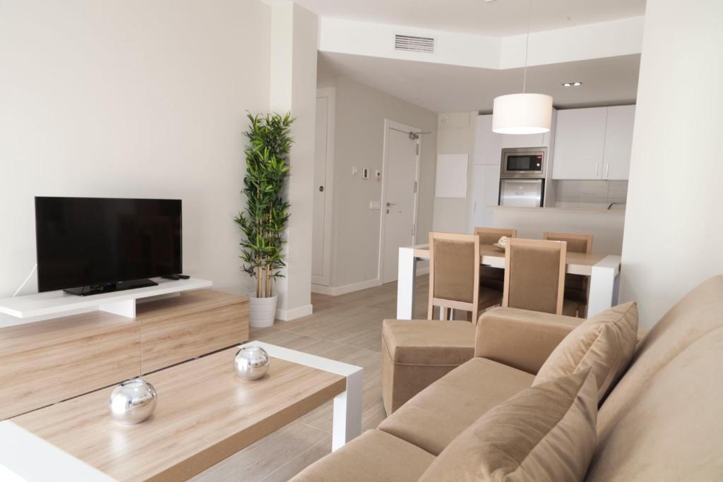 A television and/or entertainment centre at Apartamentos Pinar Malaga Centro