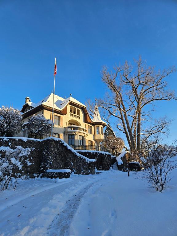 Villa unique, piscine et grand parc, Vorbourg 15 durante el invierno