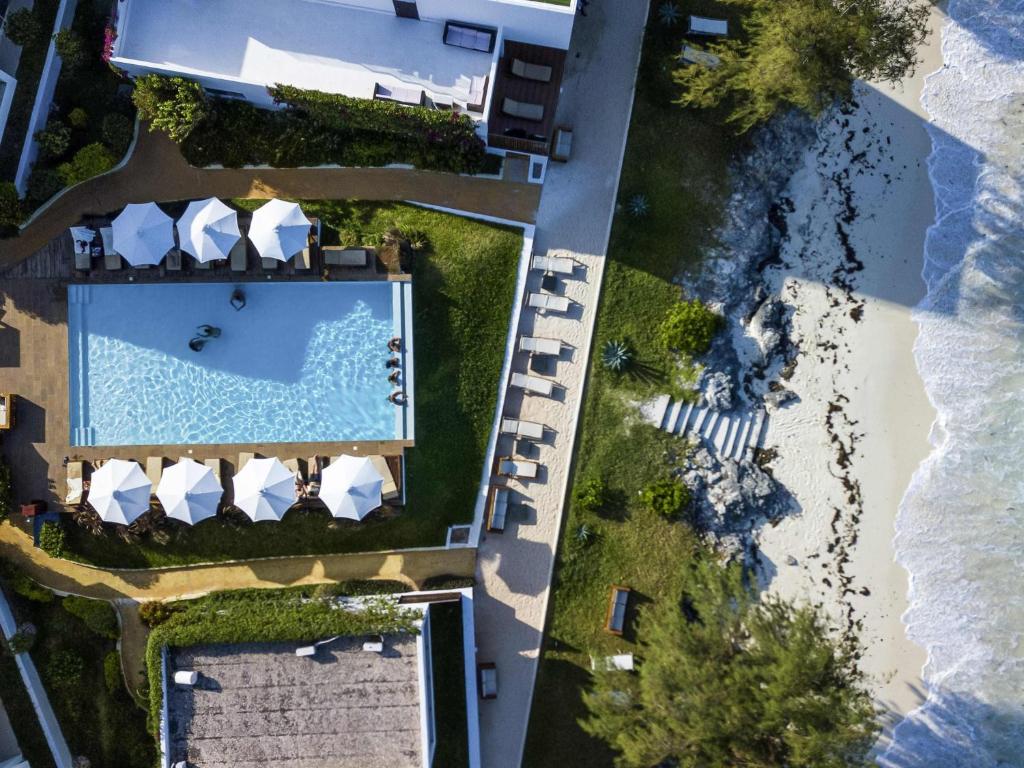an overhead view of a resort with a swimming pool at Nungwi Dreams by Mantis in Nungwi
