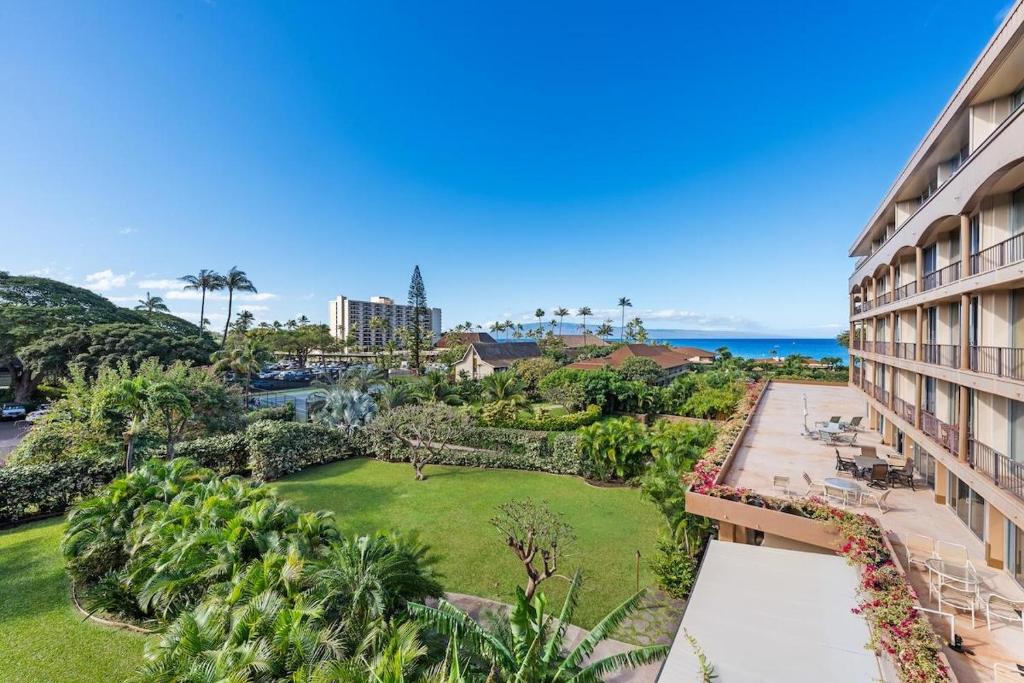 an aerial view of a resort with a park at Maui Kaanapali Villas 415 · MKV 415 Updated Condo w Ocean View a in Kahana