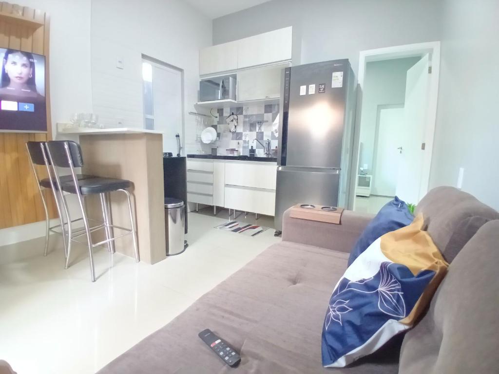 Dapur atau dapur kecil di Loft c AR - condomínio prox ParkShopping Campo Grande